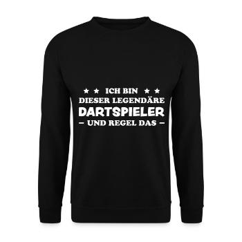 Dartspieler Witz Spruch Darts Dartpfeil Geschenk - Unisex Pullover - Schwarz - Vorne - Alina (178cm) & Michal (187cm)