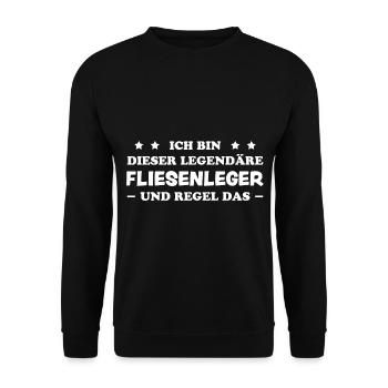 Fliesenleger Lustig Spruch Job Bodenleger Geschenk - Unisex Pullover - Schwarz - Vorne - Alina (178cm) & Michal (187cm)