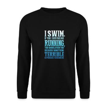 RENCONTRE DE NATATION AMUSANTE! IDEE CADEAU - Sweat-shirt Unisexe - noir - Devant - Alina (178cm) & Michal (187cm)