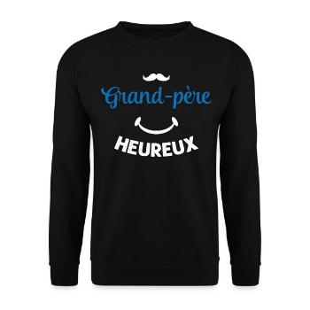 Cadeau drôle grand-père heureux - Sweat-shirt Unisexe - noir - Devant - Alina (178cm) & Michal (187cm)