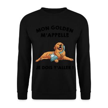 Mon golden m'appelle chien adorable cadeau - Sweat-shirt Unisexe - noir - Devant - Alina (178cm) & Michal (187cm)