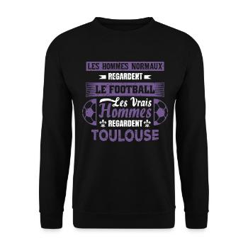 les vrais hommes regardent toulouse fans club foot - Sweat-shirt Unisexe - noir - Devant - Alina (178cm) & Michal (187cm)