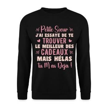 Little Sister Gift Funny Quote - Unisex Sweatshirt - black - Front - Alina (178cm) & Michal (187cm)