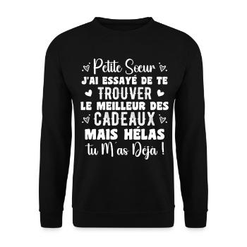 Little Sister Gift Funny Quote - Unisex Sweatshirt - black - Front - Alina (178cm) & Michal (187cm)