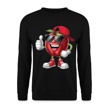 Apfel - Unisex Pullover - Schwarz - Vorne - Alina (178cm) & Michal (187cm)