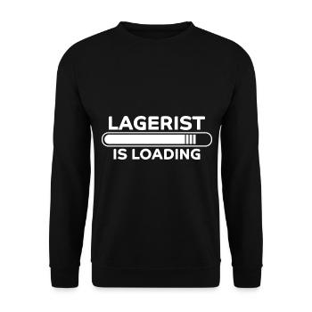 Lagerist Spruch Logistik Lustige Lagerist Geschenk - Unisex Pullover - Schwarz - Vorne - Alina (178cm) & Michal (187cm)