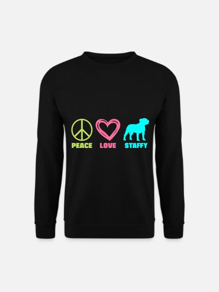 Staffordshire Bullterrier Staffy Mom Peace Love - Unisex Pullover - Schwarz