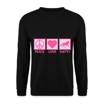 Shetland Pony Shetland Pony Peace Love Dictons Rose - Sweat-shirt Unisexe - noir - Devant - Alina (178cm) & Michal (187cm)