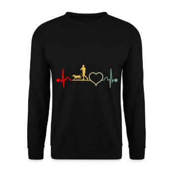 Course de Canicross avec Dog Heartbeat Retro - Sweat-shirt Unisexe - noir - Devant - Alina (178cm) & Michal (187cm)