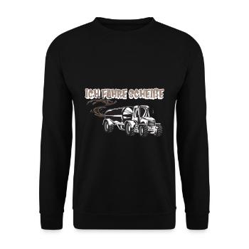 Bauer Traktor mit Güllefass - Unisex Pullover - Schwarz - Vorne - Alina (178cm) & Michal (187cm)