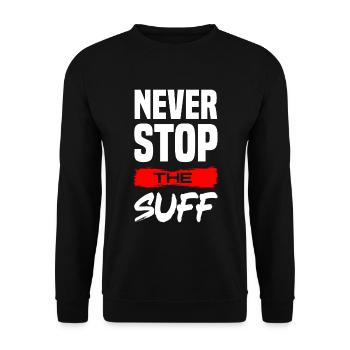 Never stop the SuffTour Party Pfeffi Goldi - Sweat-shirt Unisexe - noir - Devant - Alina (178cm) & Michal (187cm)