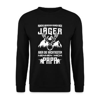 Jäger Vater Jagen Papa Vatertag Wildhüter Jagd - Unisex Pullover - Schwarz - Vorne - Alina (178cm) & Michal (187cm)
