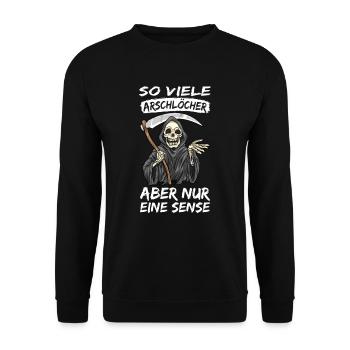 Sensenmann - Unisex Pullover - Schwarz - Vorne - Alina (178cm) & Michal (187cm)