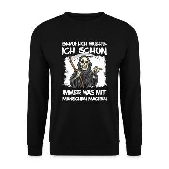 Sensenmann - Unisex Pullover - Schwarz - Vorne - Alina (178cm) & Michal (187cm)
