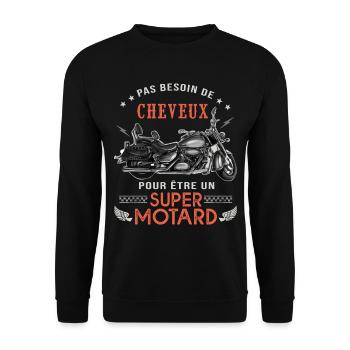 motard homme cheveux cadeau humour motard moto - Sweat-shirt Unisexe - noir - Devant - Alina (178cm) & Michal (187cm)