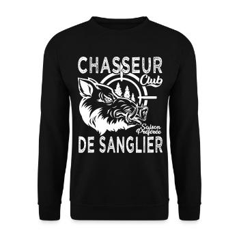 Chassé chasseur de sanglier cadeau cool chasse - Sweat-shirt Unisexe - noir - Devant - Alina (178cm) & Michal (187cm)