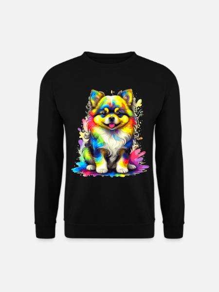 Pomeranian Puppy – Rainbow - Unisex Sweatshirt - black