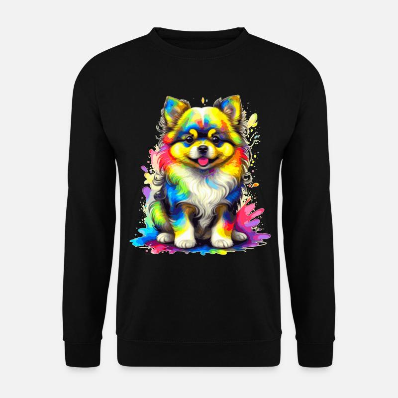 Pommerscher Welpe – Regenbogen - Unisex Pullover - Schwarz