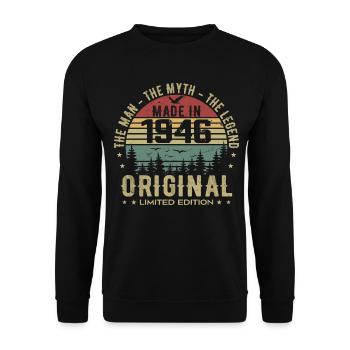 Original 1946 Retro 1946 Geburtstagsgeschenk 1946 - Unisex Pullover - Schwarz - Vorne - Alina (178cm) & Michal (187cm)