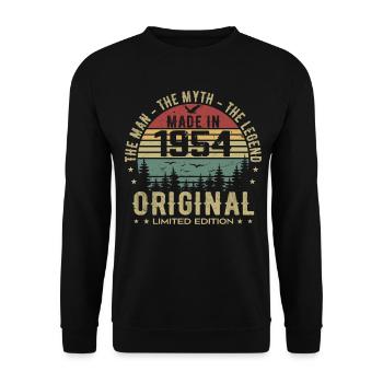 Original 1954 Retro 1954 Geburtstagsgeschenk 1954 - Unisex Pullover - Schwarz - Vorne - Alina (178cm) & Michal (187cm)