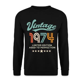 Né en 1974 Anniversaire 1974 50 ans - Sweat-shirt Unisexe - noir - Devant - Alina (178cm) & Michal (187cm)