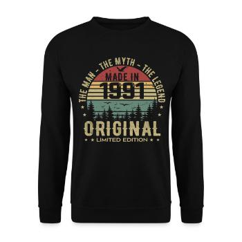 Original 1991 Retro 1991 Geburtstagsgeschenk 1991 - Unisex Pullover - Schwarz - Vorne - Alina (178cm) & Michal (187cm)