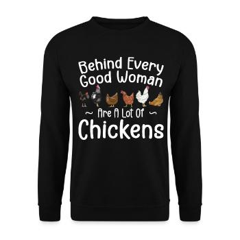 Behind Every Good Woman Are A Lot Of Chickens - Sweat-shirt Unisexe - noir - Devant - Alina (178cm) & Michal (187cm)