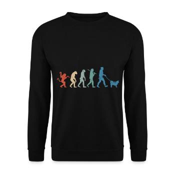 Islandhund Evolution Retro Vintage - Unisex Pullover - Schwarz - Vorne - Alina (178cm) & Michal (187cm)
