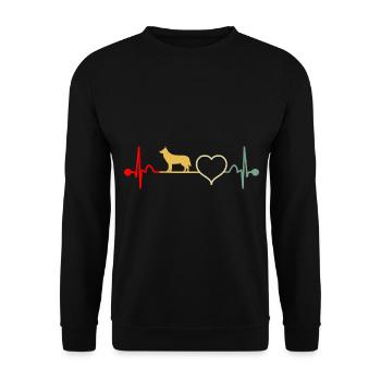 Harzer Fuchs Hütehund Hunderasse Hezschlag - Unisex Pullover - Schwarz - Vorne - Alina (178cm) & Michal (187cm)