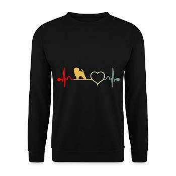Monkey Pink Dog Heartbeat Retro - Unisex Sweatshirt - black - Front - Alina (178cm) & Michal (187cm)