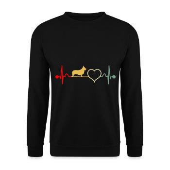 Welsh Welsh Corgi Heartbeat Retro Vintage - Unisex Sweatshirt - black - Front - Alina (178cm) & Michal (187cm)