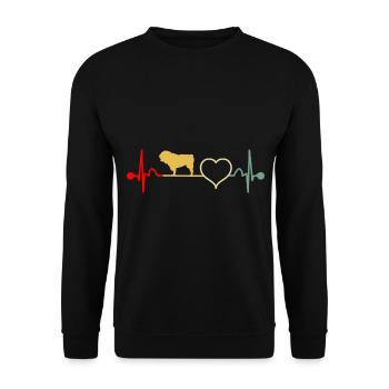 Old Olde English Bulldog Bulldog Heartbeat - Unisex Sweatshirt - black - Front - Alina (178cm) & Michal (187cm)