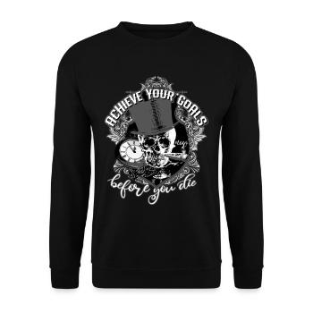 Achieve goals skull skull motivation idea - Unisex Sweatshirt - black - Front - Alina (178cm) & Michal (187cm)