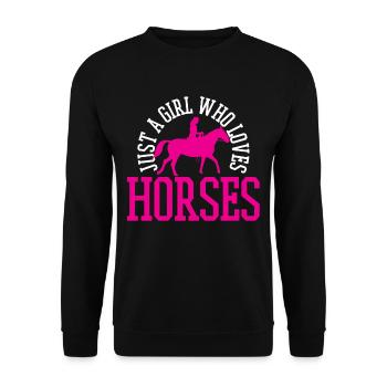 Pferde - Unisex Pullover - Schwarz - Vorne - Alina (178cm) & Michal (187cm)