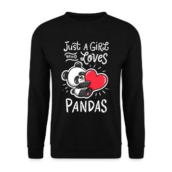 Mädchen Panda - Unisex Pullover - Schwarz - Vorne - Alina (178cm) & Michal (187cm)