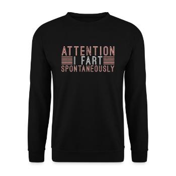 Attention, je pète spontanément ! Pétricité Pétricité Pups Pups - Sweat-shirt Unisexe - noir - Devant - Alina (178cm) & Michal (187cm)