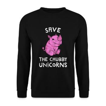 Unicorn Rhino Rhino Thick Chubby Chubby Gift - Unisex Sweatshirt - black - Front - Alina (178cm) & Michal (187cm)