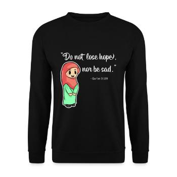 Islam Koran Sure Zitat Allah Gebet Moslem Geschenk - Unisex Pullover - Schwarz - Vorne - Alina (178cm) & Michal (187cm)