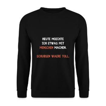 Büro Lustige Witzige Sprüche Humor Arbeit Job Chef - Unisex Pullover - Schwarz - Vorne - Alina (178cm) & Michal (187cm)