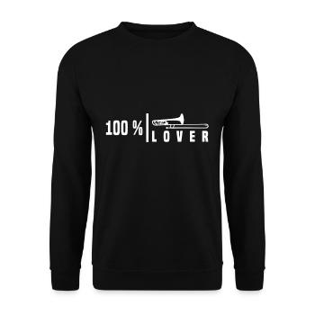 Posaune Posaunist 100% Liebe Lustig Geschenk - Unisex Pullover - Schwarz - Vorne - Alina (178cm) & Michal (187cm)