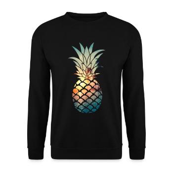 Hawaiianische Ananas - Unisex Pullover - Schwarz - Vorne - Alina (178cm) & Michal (187cm)