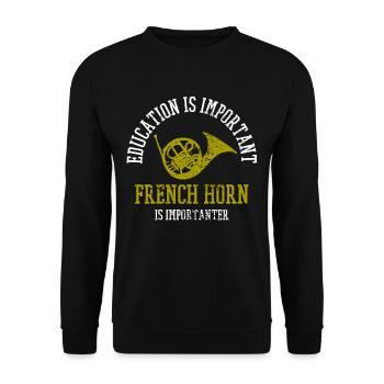 Français instrument Corne - Sweat-shirt Unisexe - noir - Devant - Alina (178cm) & Michal (187cm)