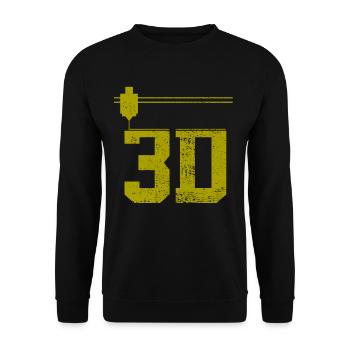 3D-Druck 3D-Druck 3D-Druck - Unisex Pullover - Schwarz - Vorne - Alina (178cm) & Michal (187cm)
