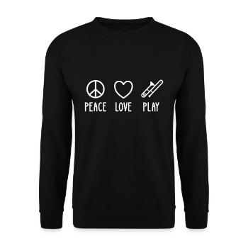 Posaune Posaunist Liebe Lustig Sprüche Geschenk - Unisex Pullover - Schwarz - Vorne - Alina (178cm) & Michal (187cm)