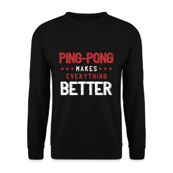 Tischtennis Ping Pong Spieler Lustig Geschenk - Unisex Pullover - Schwarz - Vorne - Alina (178cm) & Michal (187cm)