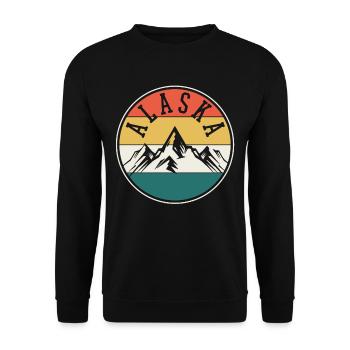 Alaska Berge - Unisex Pullover - Schwarz - Vorne - Alina (178cm) & Michal (187cm)