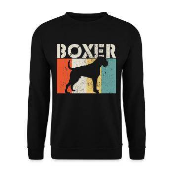 Boxer Hund Retro - Unisex Pullover - Schwarz - Vorne - Alina (178cm) & Michal (187cm)