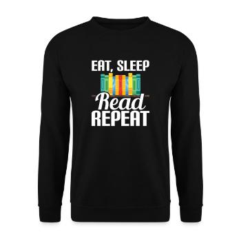 Manger, dormir, lire le livre de lecture répétée - Sweat-shirt Unisexe - noir - Devant - Alina (178cm) & Michal (187cm)