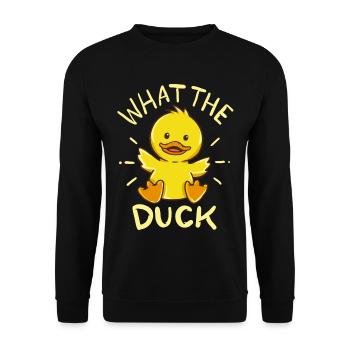 Was zum Teufel ist das? - Unisex Pullover - Schwarz - Vorne - Alina (178cm) & Michal (187cm)