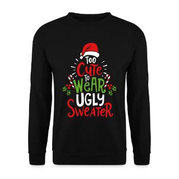 Hässlicher Weihnachtspullover - Unisex Pullover - Schwarz - Vorne - Alina (178cm) & Michal (187cm)